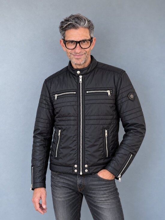 Diesel Other - Diesel Black Quilted Nylon Moto Puffer Jacket Cosmic Noise Men's Size M